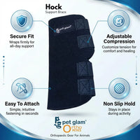 Pet Glam Dog Hock Joint Support Brace | Adjustable Compression Rear Leg Support Wrap for Dogs