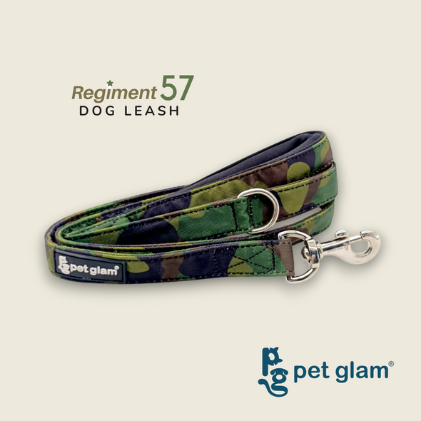 Pet Glam Dog Leash ComFURt Regiment 57 with Padded Handle-Heavy Duty Hardware-5 Ft Long X-Large 1.5 inch Wide
