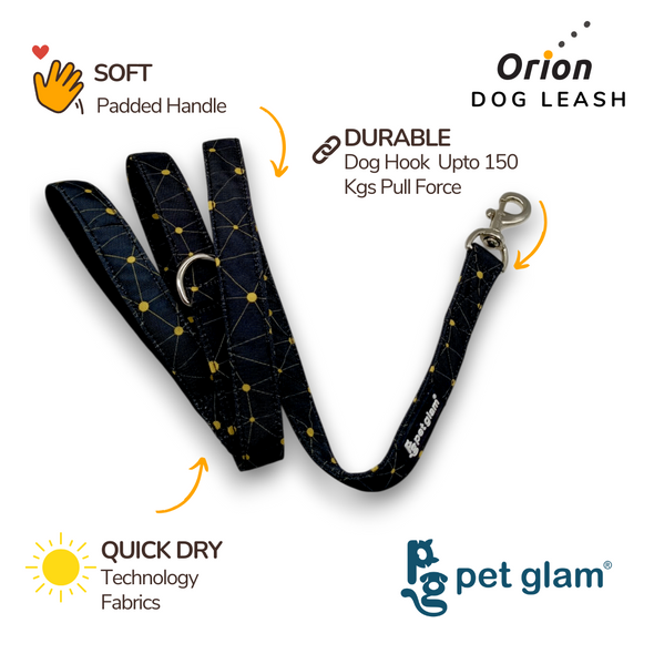 Pet Glam-Dog Leash Orion Large-with Padded Handle 1" wide - Leash for Big Dogs