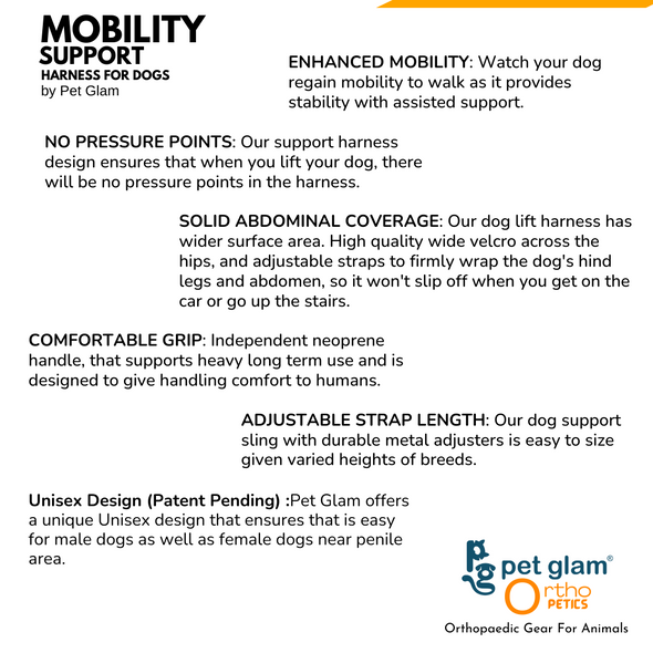 Mobility Support Harness for Hip dysplasia -Injured dogs - Senior Dogs- Walking Brace for Dogs