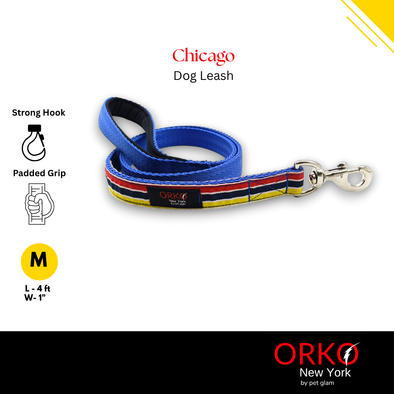 Orko New York Heavy-Duty Dog Leash for Big Dogs-Chicago | 4ft Long, 1” Wide | Strong, Stylish & Comfortable Handle