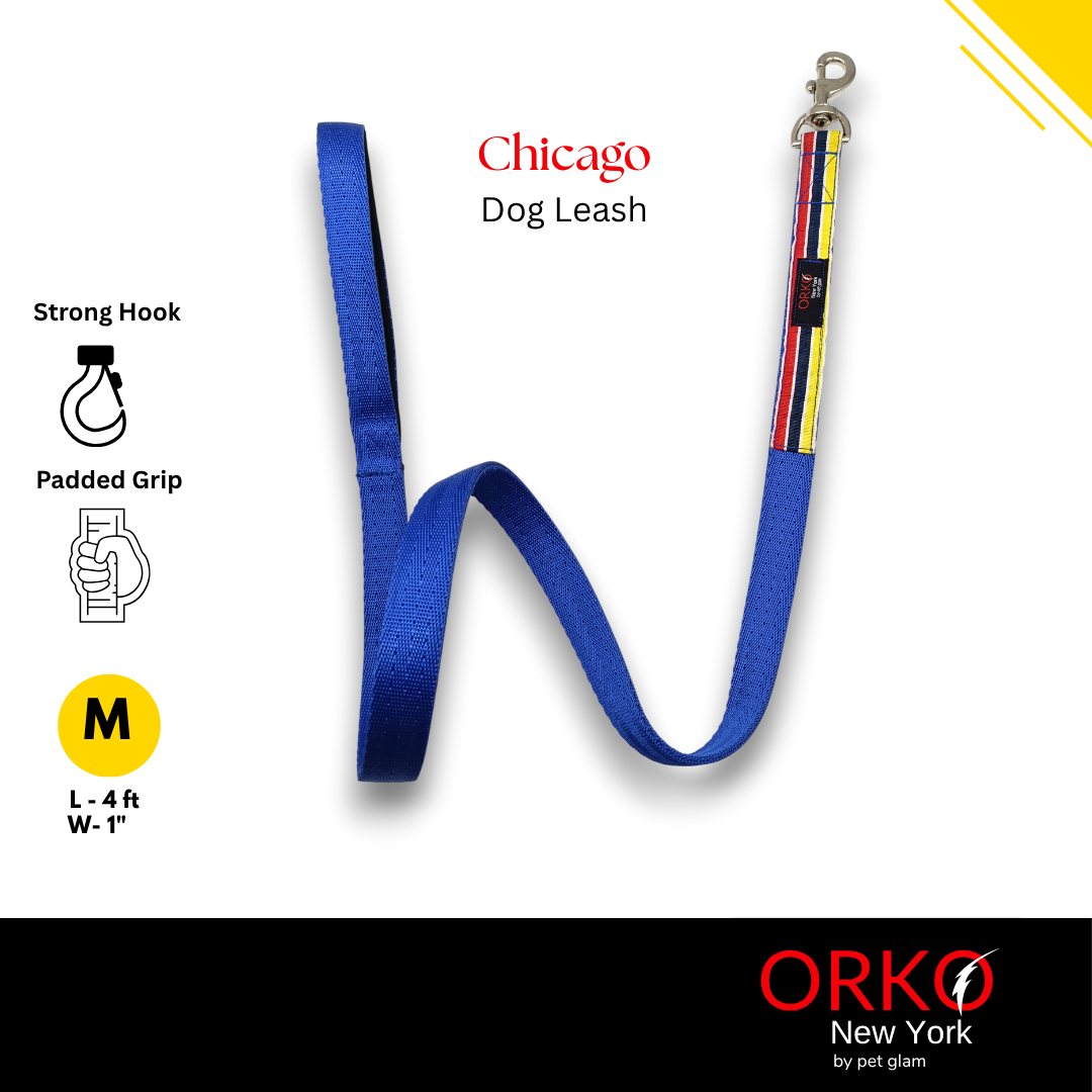 Orko New York Heavy-Duty Dog Leash for Big Dogs-Chicago | 4ft Long, 1” Wide | Strong, Stylish & Comfortable Handle