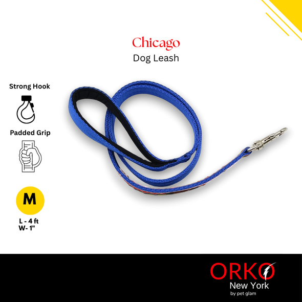 Orko New York Heavy-Duty Dog Leash for Big Dogs-Chicago | 4ft Long, 1” Wide | Strong, Stylish & Comfortable Handle
