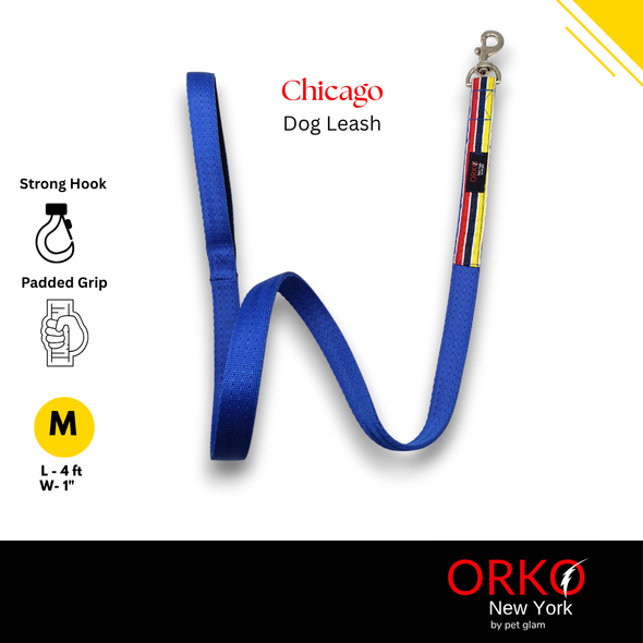 Orko New York Heavy-Duty Dog Leash for Big Dogs-Chicago | 4ft Long, 1” Wide | Strong, Stylish & Comfortable Handle