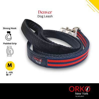 Orko New York Heavy-Duty Dog Leash for Big Dogs-Denver | 4ft Long, 1” Wide | Strong, Stylish & Comfortable