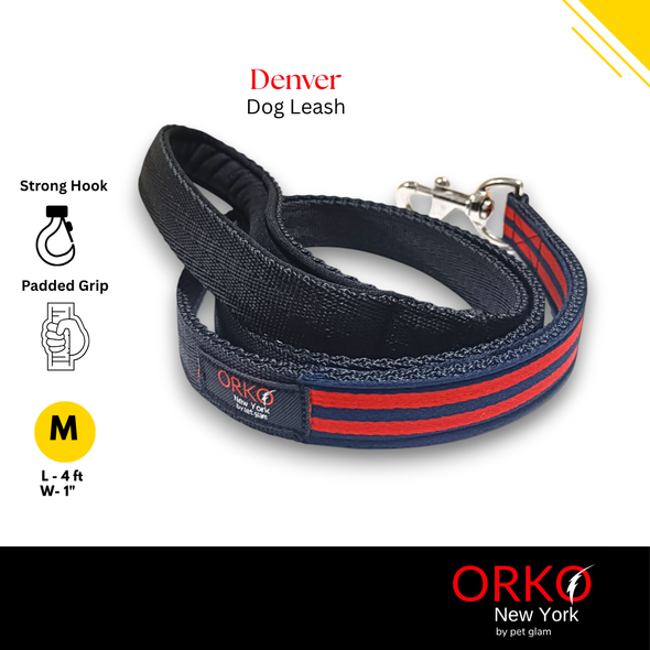 Orko New York Heavy-Duty Dog Leash for Big Dogs-Denver | 4ft Long, 1” Wide | Strong, Stylish & Comfortable