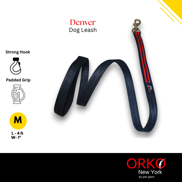 Orko New York Heavy-Duty Dog Leash for Big Dogs-Denver | 4ft Long, 1” Wide | Strong, Stylish & Comfortable