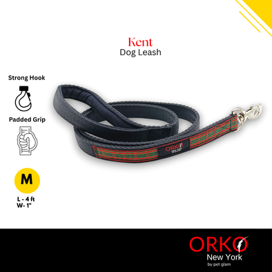 Orko New York Heavy-Duty Dog Leash for Big Dogs-Kent | 4ft Long, 1” Wide | Strong, Stylish & Comfortable Handle