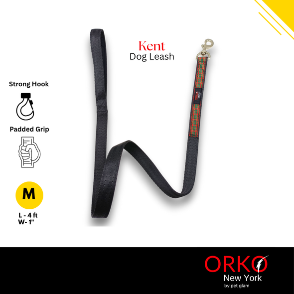 Orko New York Heavy-Duty Dog Leash for Big Dogs-Kent | 4ft Long, 1” Wide | Strong, Stylish & Comfortable Handle