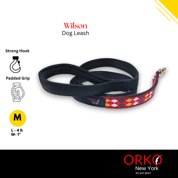 Orko New York Heavy-Duty Dog Leash for Big Dogs-Wilson | 4ft Long, 1” Wide | Strong, Stylish & Comfortable Handle