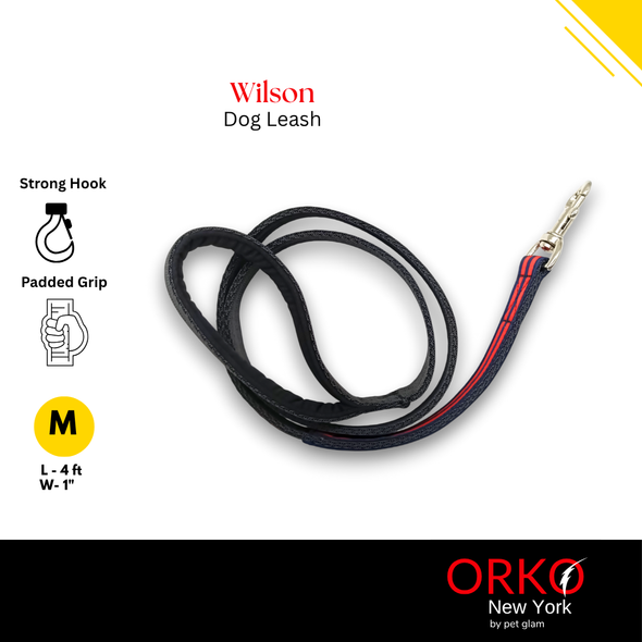 Orko New York Heavy-Duty Dog Leash for Big Dogs-Wilson | 4ft Long, 1” Wide | Strong, Stylish & Comfortable Handle