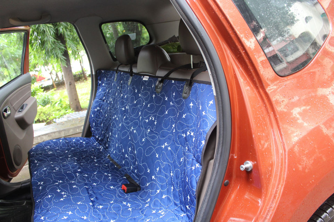 Pet Glam Waterproof Scratch-Proof Nonslip Back Car Seat Cover for Pets Dog Cat Children Travel-AERO Blue| For Small Cars Only-