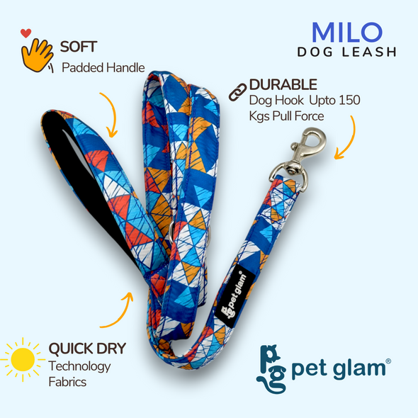 Pet Glam-Dog Leash MILO Large-with Padded Handle 1" wide - Leash for Big Dogs