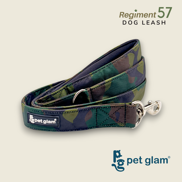 Pet Glam Dog Leash ComFURt Regiment 57 with Padded Handle-Heavy Duty Hardware-5 Ft Long X-Large 1.5 inch Wide