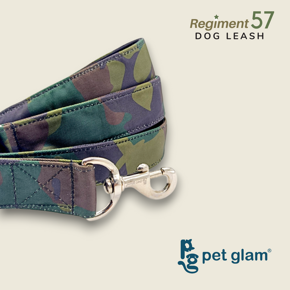 Pet Glam Dog Leash ComFURt Regiment 57 with Padded Handle-Heavy Duty Hardware-5 Ft Long X-Large 1.5 inch Wide