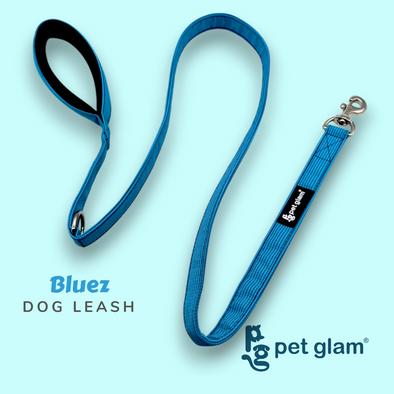 Pet Glam-Dog Leash Bluez Large-with Padded Handle 1" wide