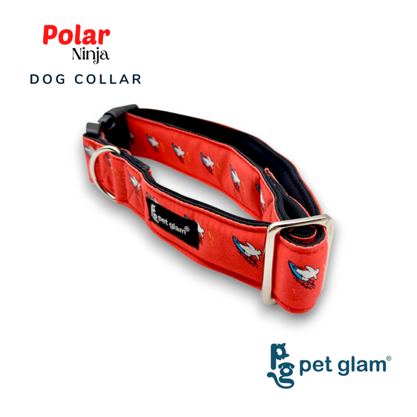 Pet Glam-Padded Dog Collar Polar Ninja for Small Medium Large Dogs