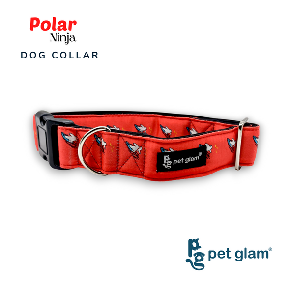 Pet Glam-Padded Dog Collar Polar Ninja for Small Medium Large Dogs