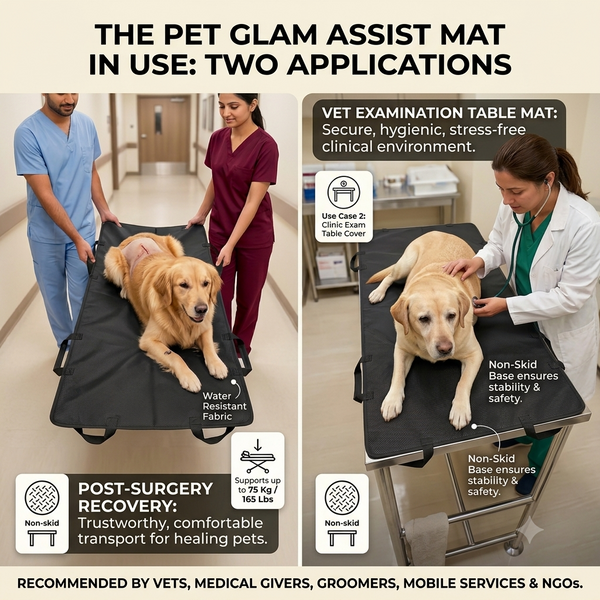 Pet Glam Assist Mat Stretcher for Dogs | Grooming Spa and Vet Table Support Mat for Safe Pet Handling