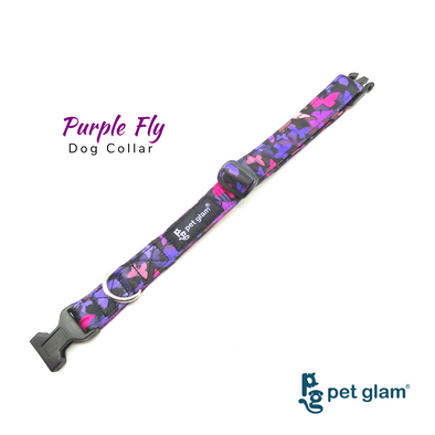 Pet Glam Pet Collar Purple Fly with extra safe Buckle – Strong Collar for Large Dogs