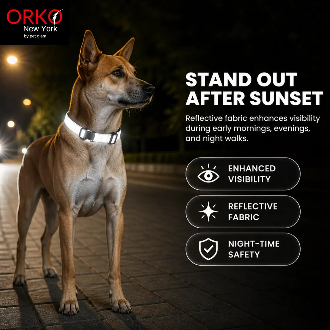 Orko New York Reflective Dog Collar Pack of 5 for Dogs | Collars For Stray Dogs
