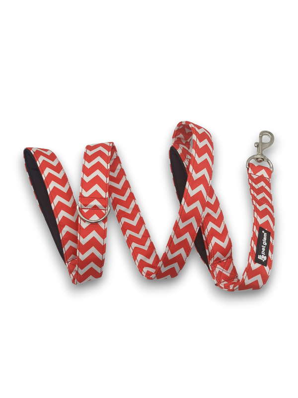 Pet Glam Scarlet Traffic Dog Leash 5 Ft Long 1.5 Inch Wide Double Handle Control | Heavy Duty Padded Grip