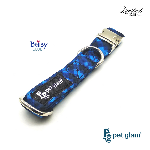 Pet Glam Bailey Blue-Metal Buckle Collar for Dogs-Chew-proof Collar for Dogs