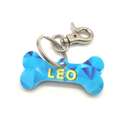 Custom Dog Name Tag-Bone Blue