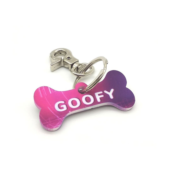 Custom Name Tag for Dogs & Cats-Bone Purple