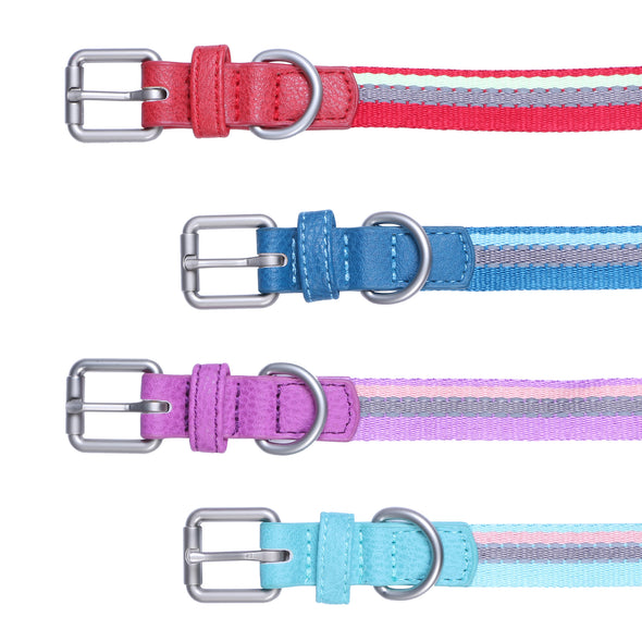 Pet Glam Canva-Dog Collar Leash Set-Adjustable Buckles for Small-Medium & Large Dog Breeds