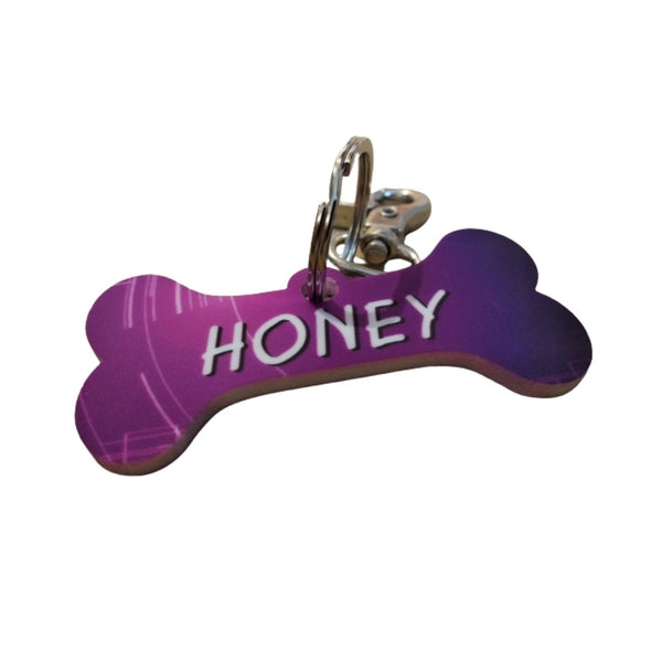 Custom Name Tag for Dogs & Cats-Bone Purple