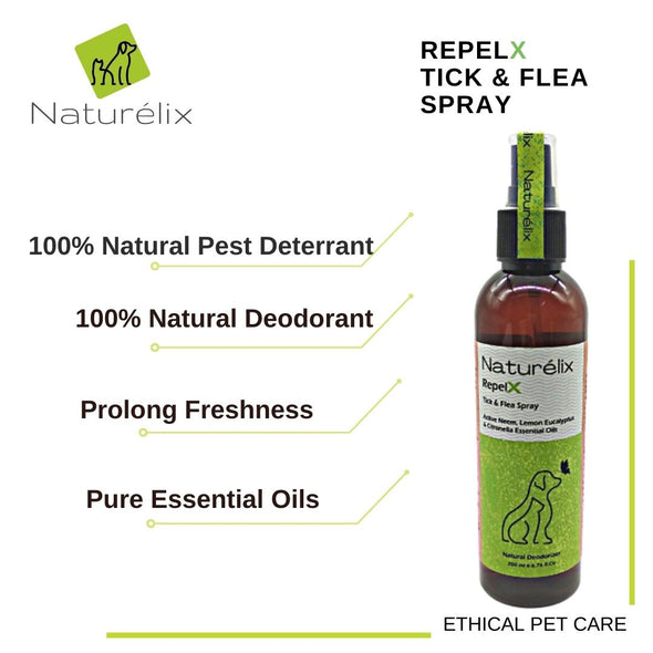 Naturelix RepelX Tick & Flea Repellent Spray 100% Natural-Lick Safe Natural Deodorant for dogs