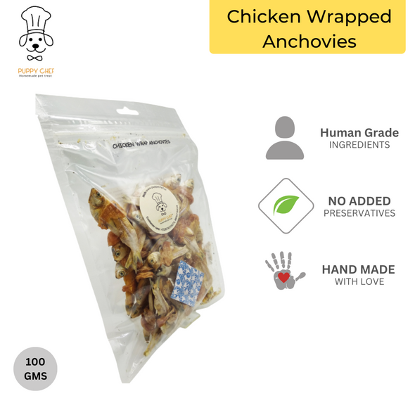Chicken Wrapped Anchovies 100% Natural Dog Treats- 100 gms