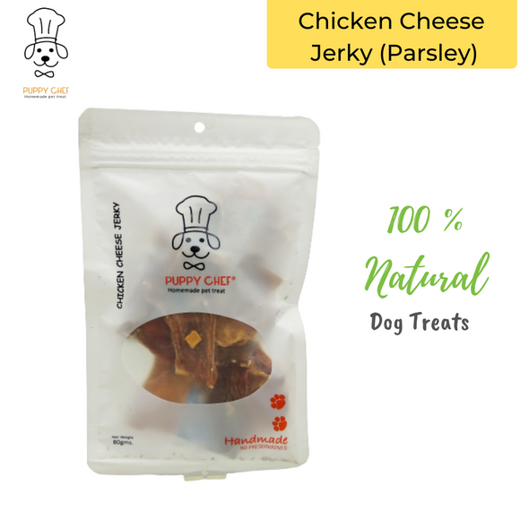 Puppy Chef- Chicken Cheese Jerky (Parsley) 80 gms