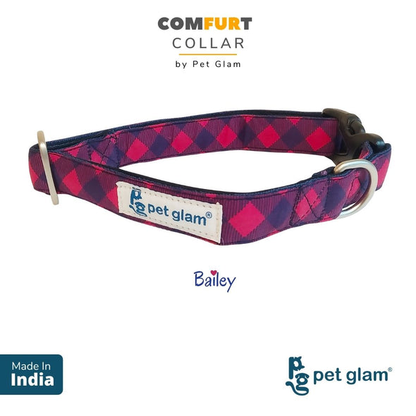 Pet Glam BAILEY Cotton Dog Collar Leash Set -for Beagles ShihTzu Lhasa Labradors
