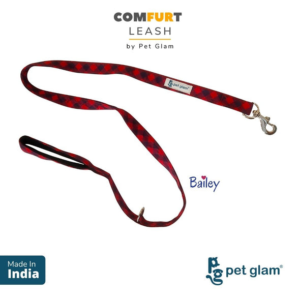 Pet Glam Cotton Dog Leash ComFURt BAILEY with Padded Handle- Heavy Duty Hardware-Dog Walks Leash Training-5 Ft Long 1 inch Wide