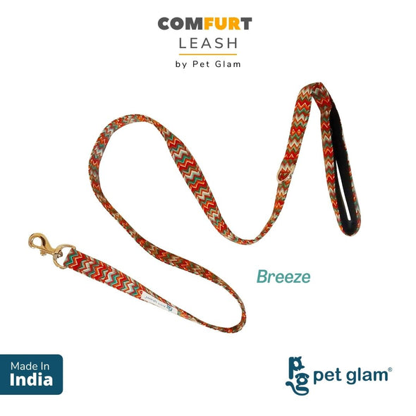 Pet Glam Cotton Dog Leash ComFURt Breeze Padded Handle- Heavy Duty Hardware-Dog Walks Leash Training-5 Ft Long 1 inch Wide