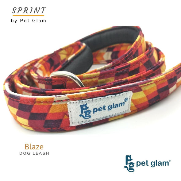 Pet Glam-Dog Leash For Puppies and Large Dogs-Blaze-Soft Handle-Strong Dog Leash-5 Ft Long 1 inch Wide-Sprint