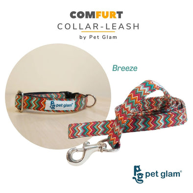 Pet Glam BREEZE Cotton Dog Collar Leash Set -for Beagles Labradors GSD Retrievers Puppies