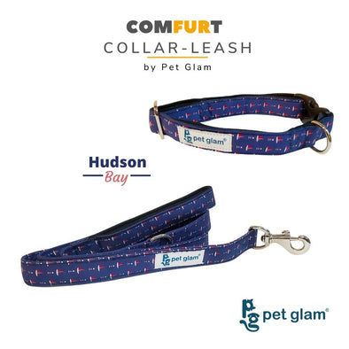 Pet Glam Hudson Bay Dog Collar Leash Set -for Indies Beagles Pugs Terriers