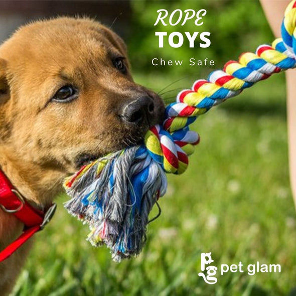 Pet Glam 6 Knot Rope Toy for Dogs-Chew Safe Toys for Dogs and Puppies