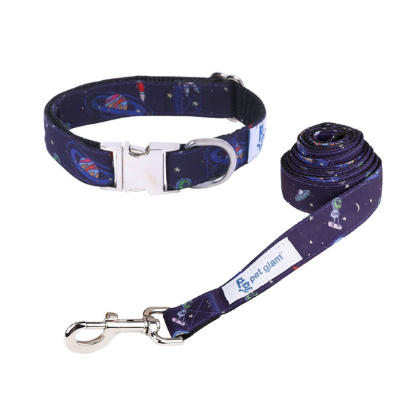 Space Walk Dog Collar Leash Set for Beagles-Shihtzu-Lhasa-Indies