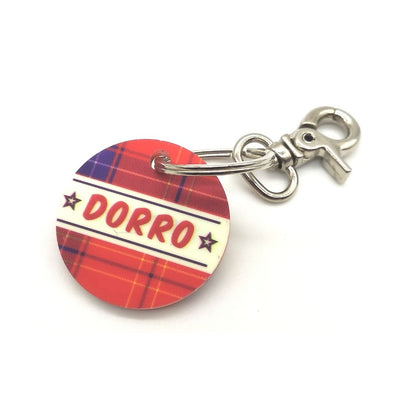 Pet Customised Dog Name Tag-Tartan Red